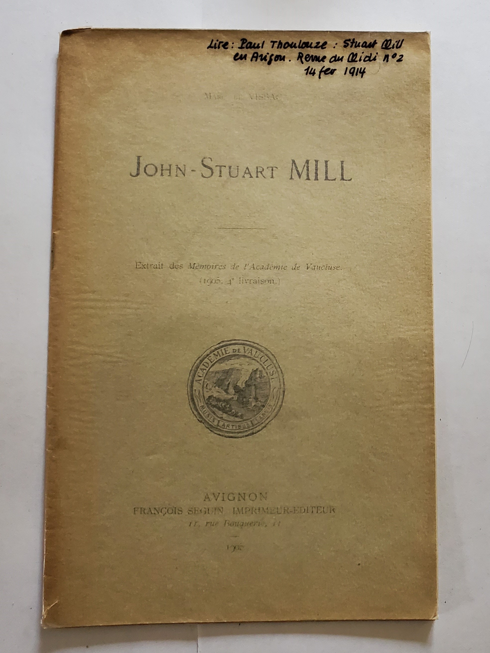 Marc de VISSAC. John-Stuart Mill