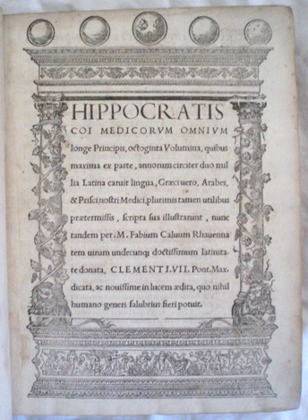  HIPPOCRATES. Octoginta Volumina. Rome 1525 First edition